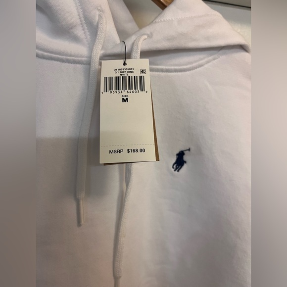 Polo Ralph Lauren  Cropped Fleece Hoodie White  Women’s Size MD - Picture 4 of 4